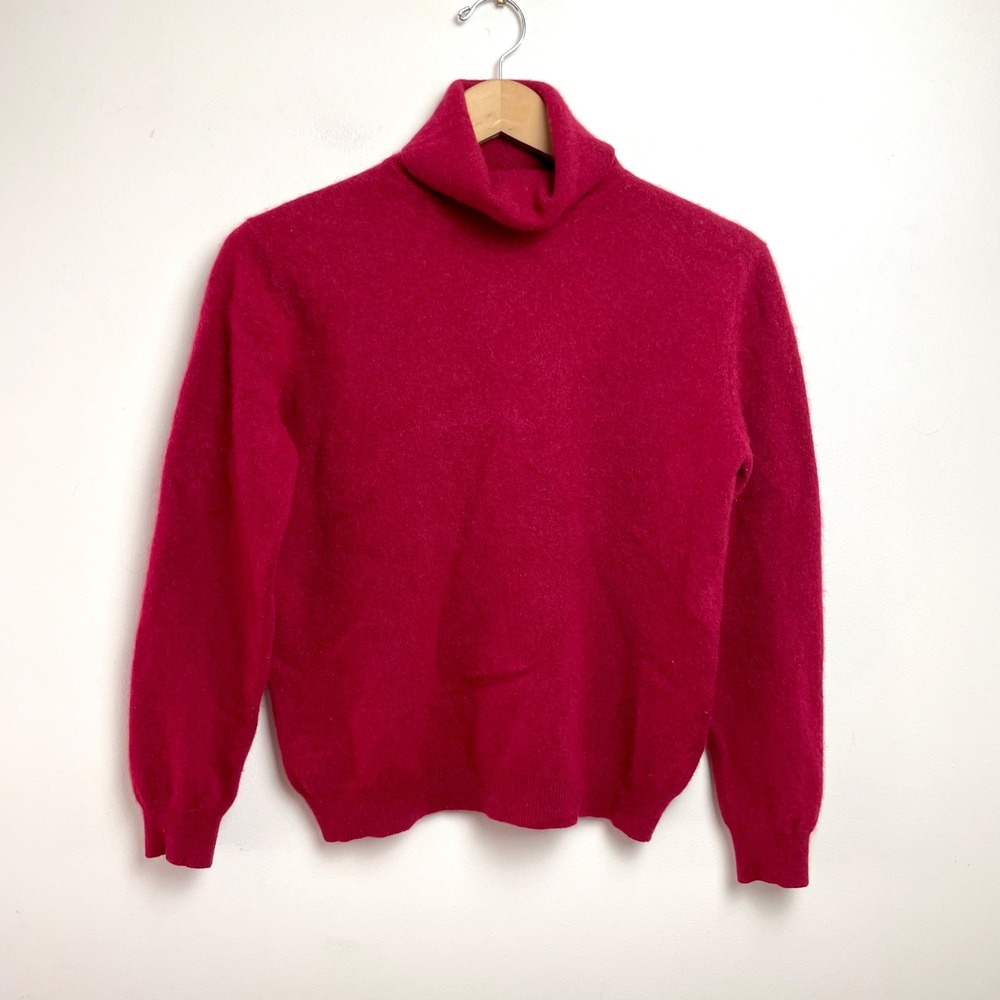 Kirkland Signature Red Cashmere Turtleneck Sweater Medium Quiet Luxury Classic